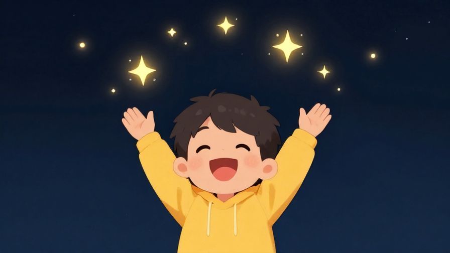 Illustration%20of%20a smiling character%20wishing%20someone%20well%20beneath%20twinkling%20stars