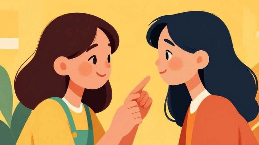 Illustration%20of%20a smiling girl gently teasing her friend affectionately, with playful and bright background colors
