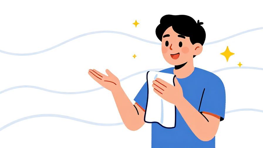 Illustration%20of%20a smiling person casually asking for a towel with an easy-going gesture, stars and gentle waves background, illustrated style