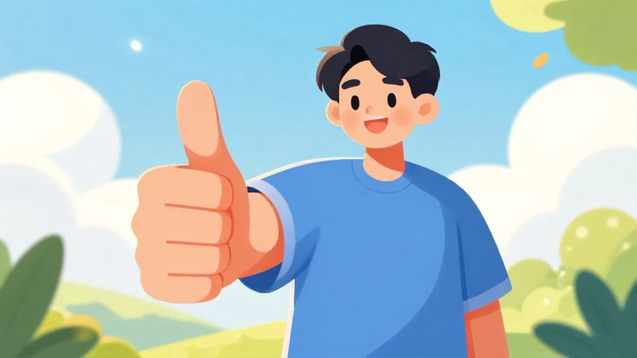 Illustration%20of%20a smiling person giving a thumbs-up%20with%20bright%20sunny%20background%2C%20illustrated%20style