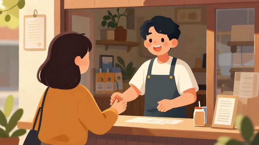 Illustration%20of%20a smiling shopkeeper warmly greeting a customer at the entrance in the morning light.%20Vibrant%20and%20friendly%20colors%2C%20illustrated%20style