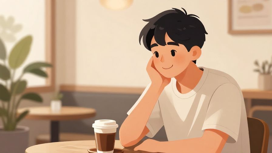 Illustration%20of%20a smiling young man casually nodding%20in%20agreement%20at%20a%20coffee%20shop%20with%20soft%20light%20and%20cozy%20ambiance%2C%20illustrated%20style