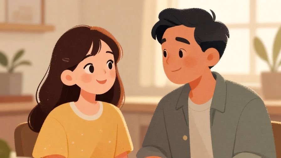 Illustration%20of%20a smiling young person looking affectionately at an older male friend, with soft warm lighting and a cozy background