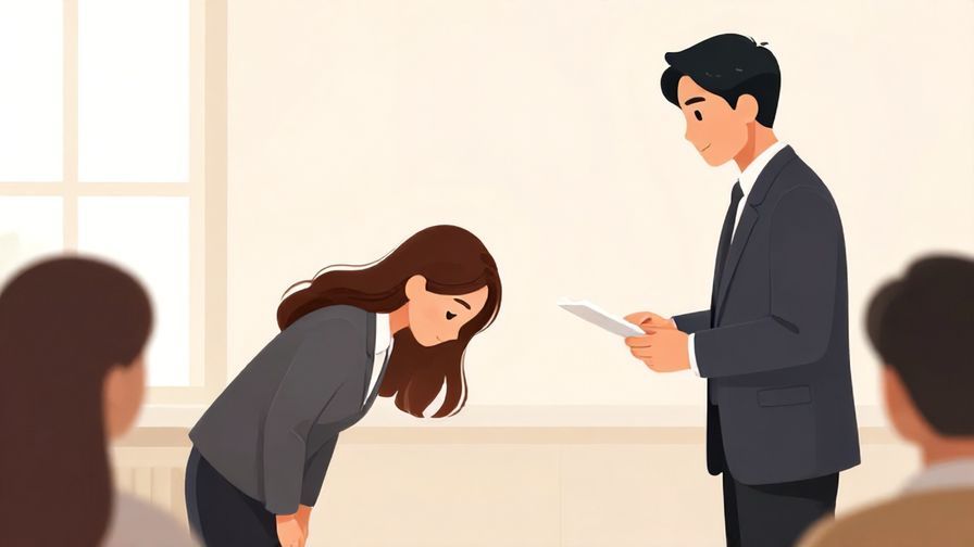 Illustration%20of%20a solemn office environment with a speaker bowing slightly while announcing giving up a plan, soft lighting