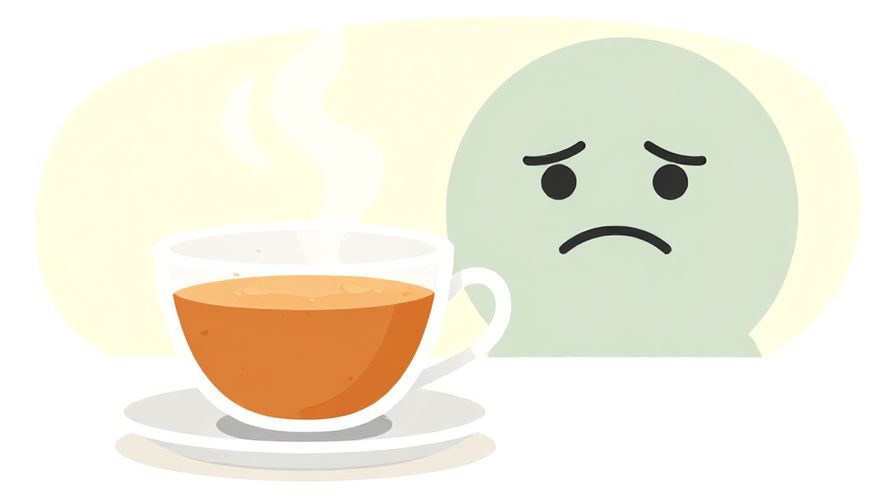 Illustration%20of%20a steaming cup%20of tea%20cooling%20down%20with%20a%20frown%20in%20the%20background%20symbolizing%20loss%20of%20excitement%2C%20soft%20colors