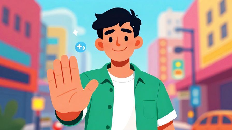 Illustration%20of%20a streetwise character with a confident smirk, hand gesturing to stop talking, vibrant city background