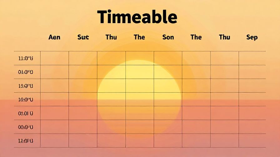 Illustration%20of%20a sunrise timetable concept, with subtle sunrise imagery in the background, neat and orderly vibe