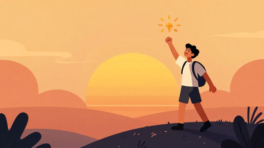 Illustration%20of%20a sunrise%20with%20a%20person%20starting%20a%20new%20journey%20or%20task%2C%20hopeful%20expression%2C%20illustrated%20style