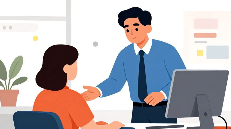 Illustration%20of%20a supervisor%20gently%20reminding%20an%20employee%20with%20a%20calm%20expression%20in%20a%20corporate%20office%20setting%2C%20vibrant%20colors