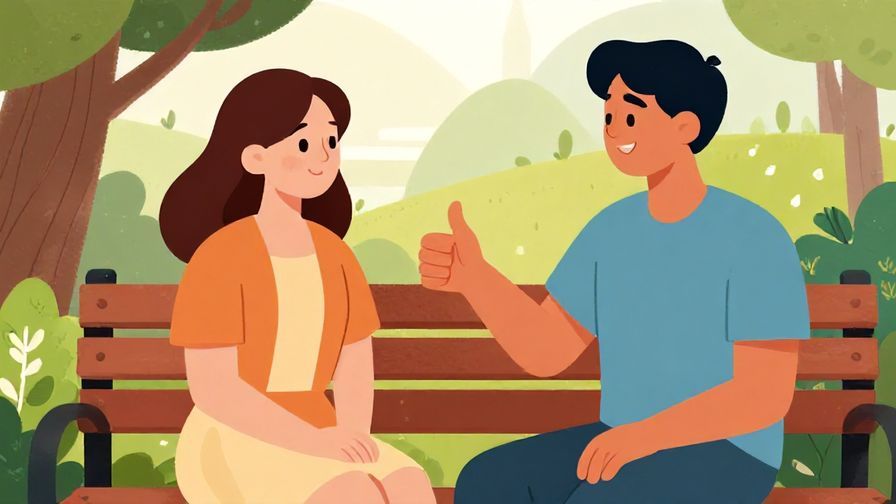 Illustration%20of%20a supportive friend giving a thumbs-up to encourage someone, park bench setting, vibrant colors, illustrated style