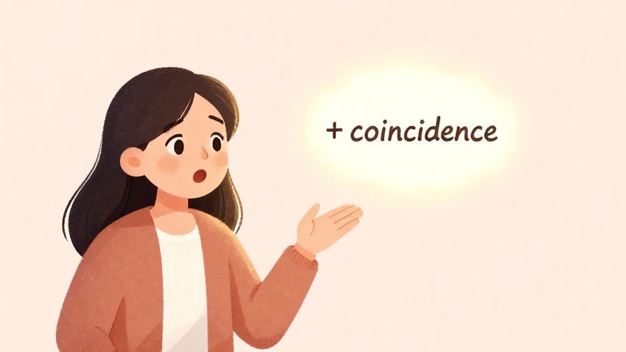 Illustration%20of%20a surprised person noticing a coincidence, with a gentle glow hinting at fate, soft pastel background, illustrated style