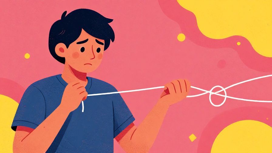 Illustration%20of%20a tangled string or thread being held by a frustrated person, symbolizing confused logic, vibrant colors