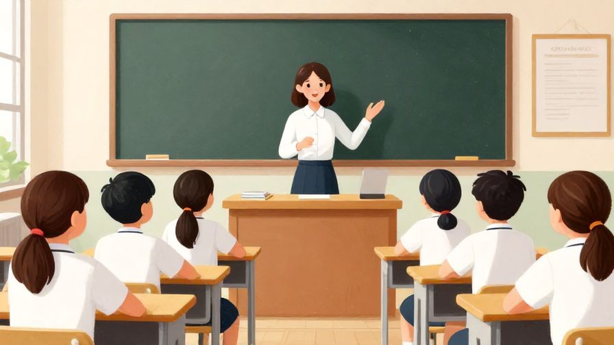 Illustration%20of%20a teacher politely asking students if they are ready in a classroom%2C%20formal%20setting%2C%20vibrant%20colors%2C%20illustrated%20style