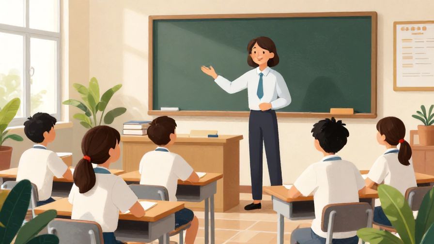 Illustration%20of%20a teacher suggesting a break to students in a bright classroom, with books and plants around, illustrated style