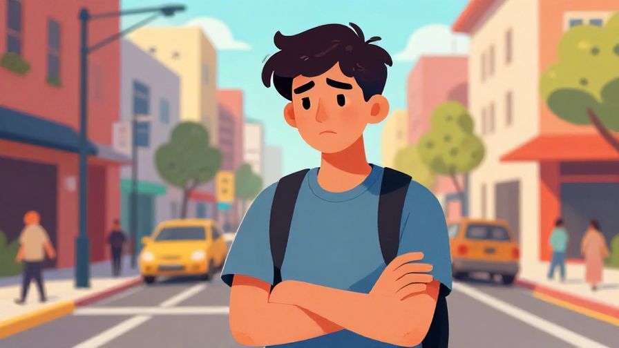 Illustration%20of%20a teenager with a skeptical look, arms crossed, urban street background, vibrant colors, illustrated style