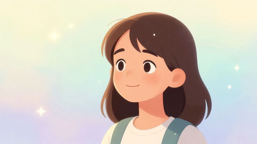 Illustration%20of%20a thoughtful character gazing into the distance with a slight smile, soft pastel background with stars and gentle light