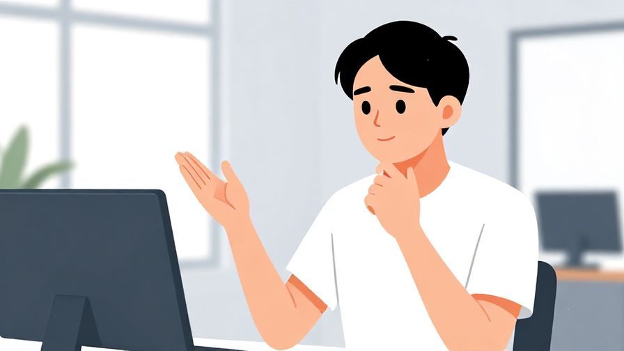 Illustration%20of%20a thoughtful person explaining a point with calm confidence, modern office background