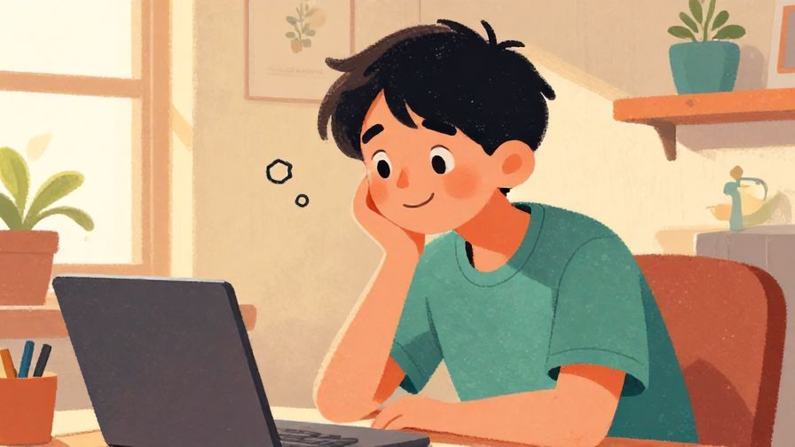 Illustration%20of%20a thoughtful person gently smiling, holding an object with curiosity in a cozy room, soft lighting, vibrant colors, illustrated style