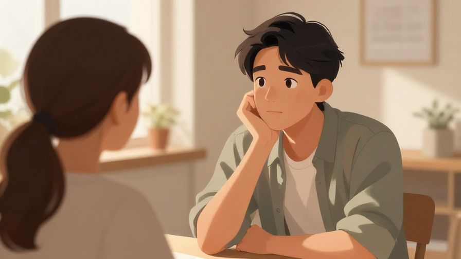 Illustration%20of%20a thoughtful person giving gentle feedback, with soft natural light and calm atmosphere