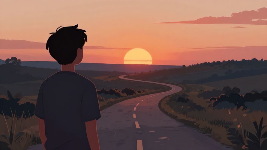 Illustration%20of%20a thoughtful person looking at a winding path disappearing into the sunset%2C%20reflective%20and%20hopeful%20mood%2C%20illustrated%20style