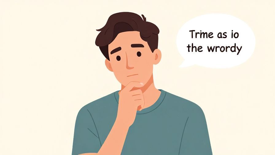 Illustration%20of%20a thoughtful person tapping their chin, trying to find the right words, casual setting, soft colors, illustrated style