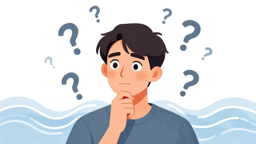 Illustration%20of%20a thoughtful person with a finger on their chin, looking curious, surrounded by soft floating question marks and gentle waves in the background, illustrated style
