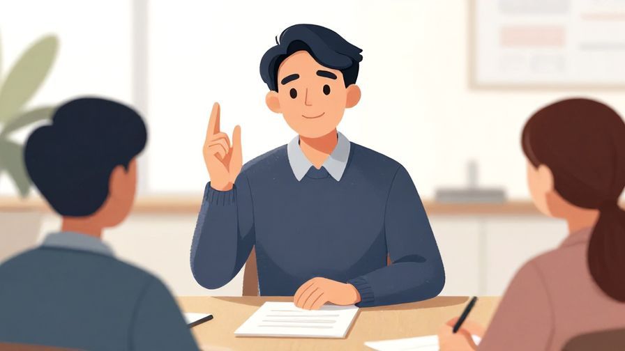 Illustration%20of%20a thoughtful person with a slight smile, hand raised as if sharing an idea in a meeting