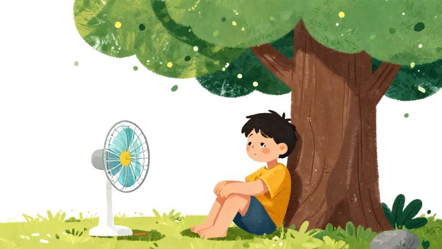 Illustration%20of%20a tired%20person%20sitting%20under%20a%20tree%20with%20droopy%20eyes%20and%20a%20fan%2C%20vibrant%20colors%2C%20illustrated%20style