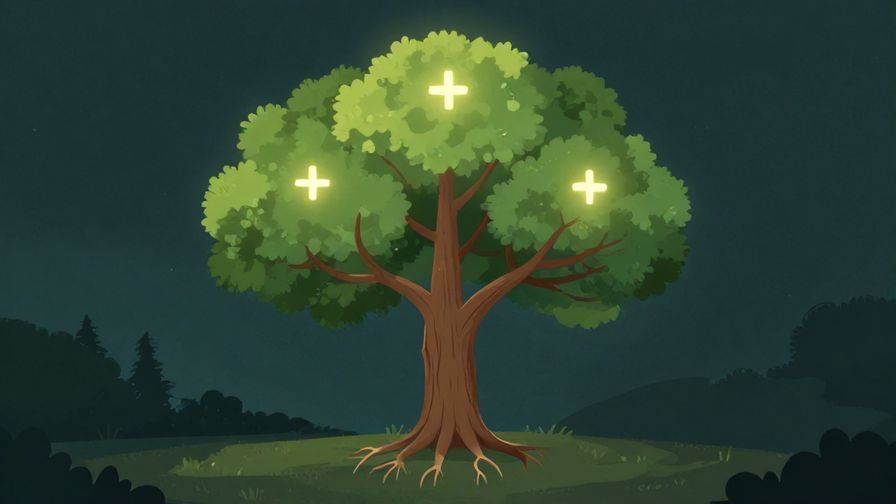 Illustration%20of%20a tree with roots and branches glowing softly%2C%20symbolizing growth and meaning%2C%20calm%20nature%20background%2C%20illustrated%20style