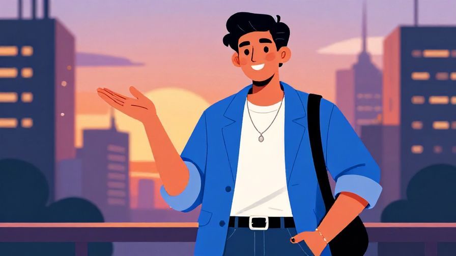 Illustration%20of%20a trendy person showing off a stylish outfit with confidence, urban city background at sunset, vibrant colors, illustrated style