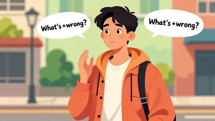 Illustration%20of%20a young man asking “What’s wrong?” with a curious expression, casual streetwear, vibrant colors