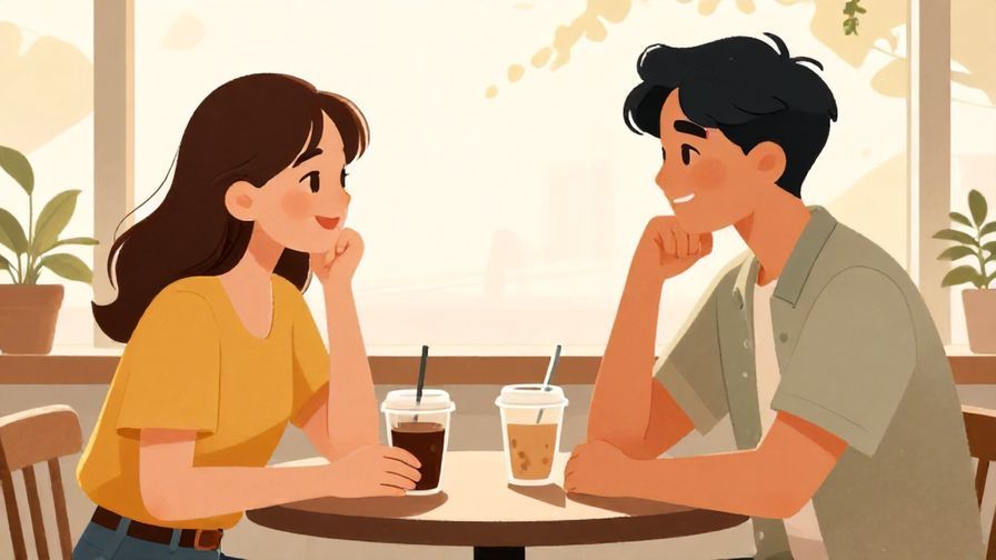 Illustration%20of%20a young person casually chatting with a friend, smiling and relaxed in a sunny cafe setting