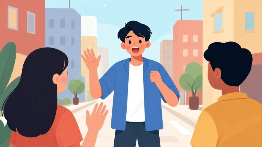 Illustration%20of%20a young person excitedly sharing a story with friends, vibrant urban background, illustrated style