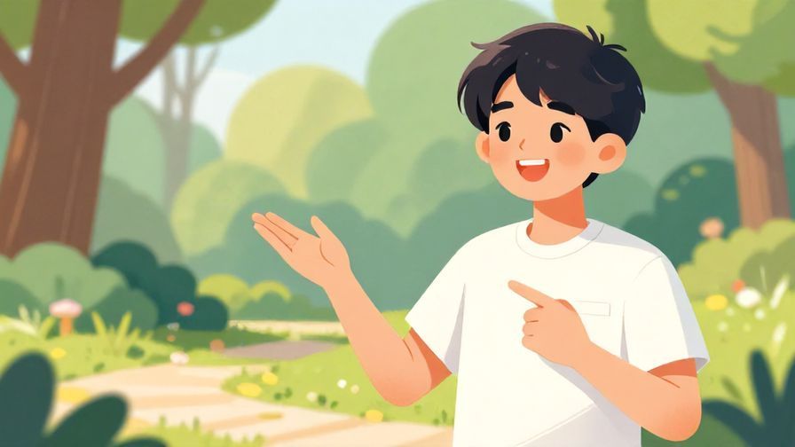 Illustration%20of%20a young person explaining something with a carefree smile in an outdoor setting, detailed background, vibrant colors, illustrated style