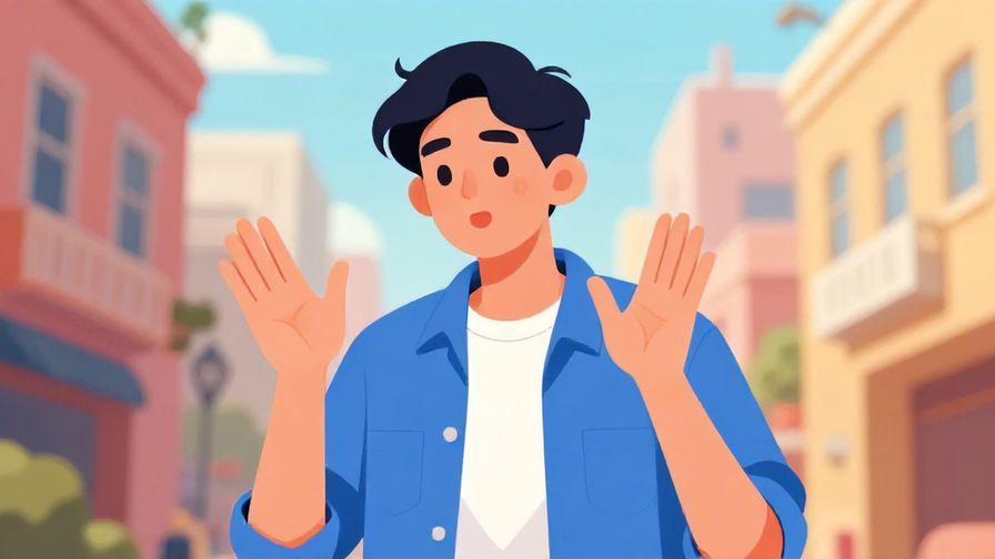 Illustration%20of%20a young person making a playful expression, using hand gestures to clarify a point, urban background, bright colors