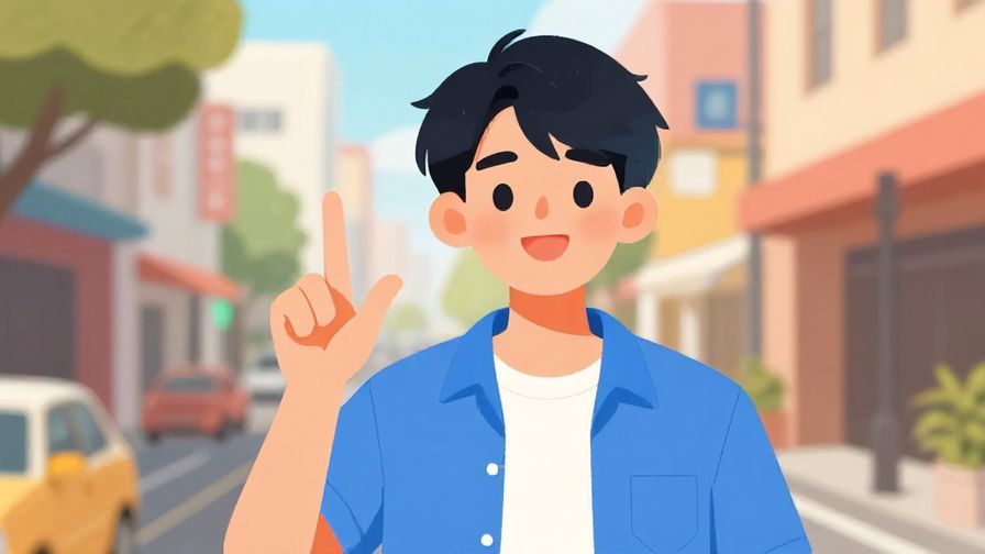 Illustration%20of%20a young person making a quick “wait” gesture with fingers, street background, bright colors, illustrated style
