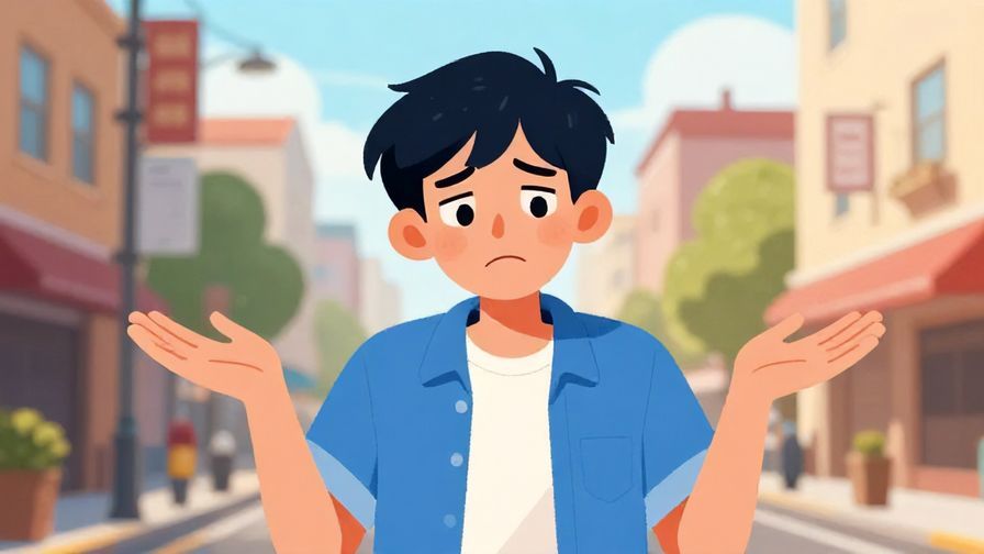 Illustration%20of%20a young person shrugging with a playful, slightly frustrated expression on a city street, bright colors, illustrated style