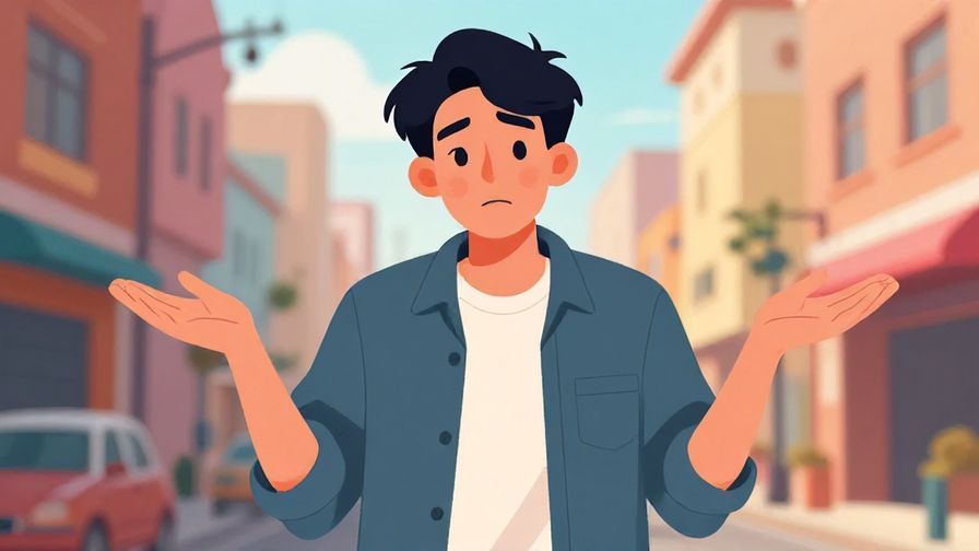 Illustration%20of%20a young person shrugging with a casual, laid-back expression, colorful urban background