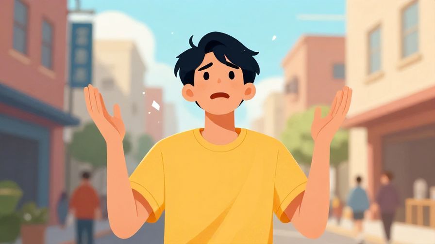 Illustration%20of%20a young person throwing hands up in frustration%20with%20a casual%20street%20background%2C%20bright%20colors%2C%20illustrated%20style