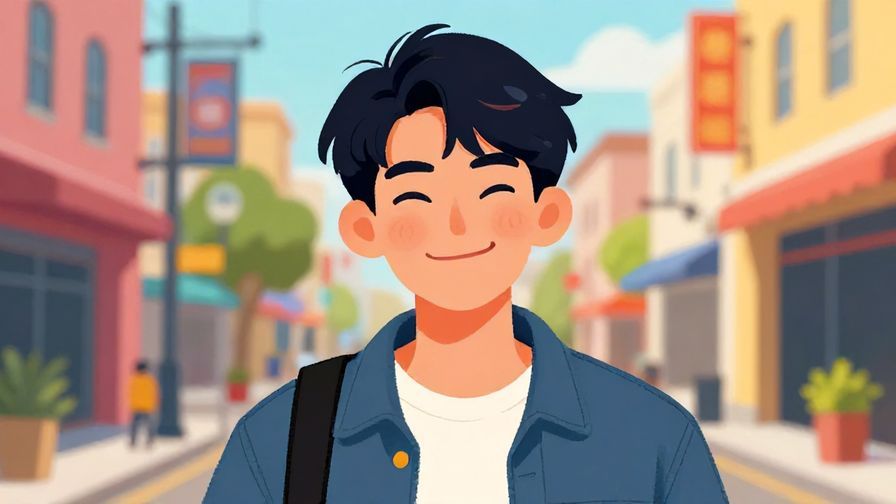 Illustration%20of%20a young person with a cheeky grin, casual street background, vibrant colors, illustrated style