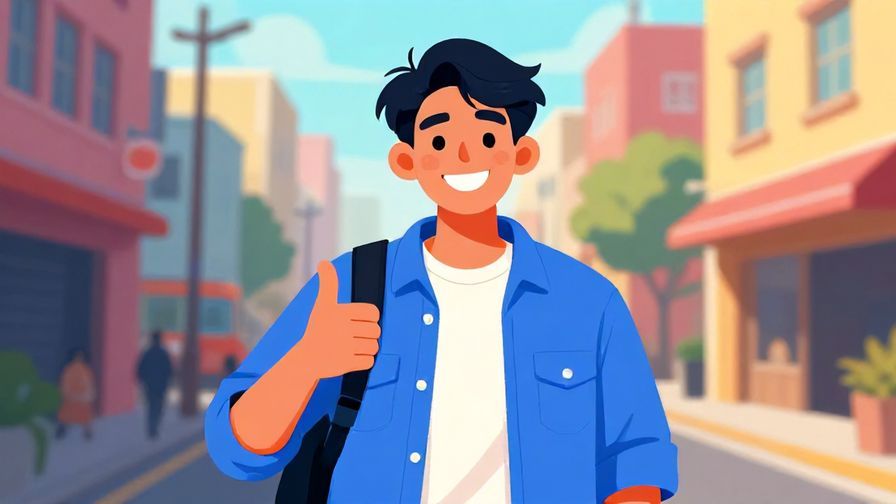 Illustration%20of%20a young person with a confident grin and thumbs up, urban street background, vibrant colors, illustrated style