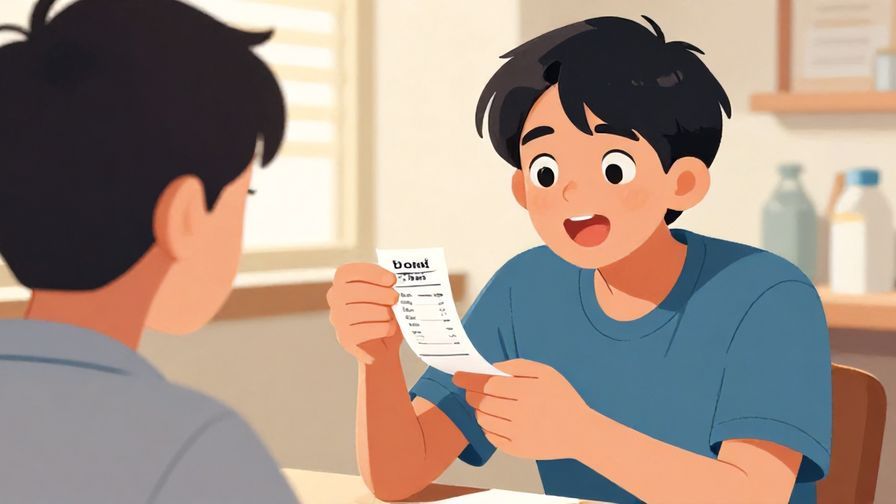 Illustration%20of%20a young person with a playful expression casually asking for a receipt in a slangy tone, bright colors, informal setting, illustrated style