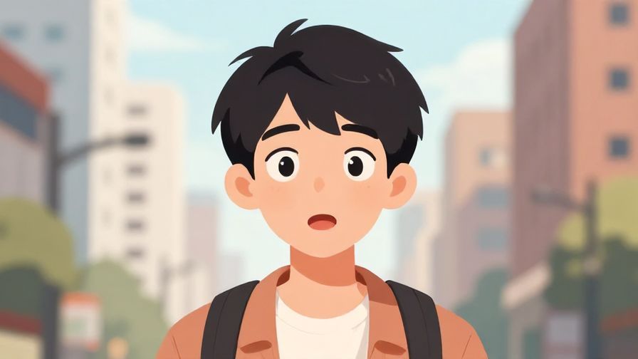 Illustration%20of%20a young person%20with%20raised%20eyebrows%20and%20a%20slightly%20open%20mouth%20in%20surprise%2C%20urban%20background