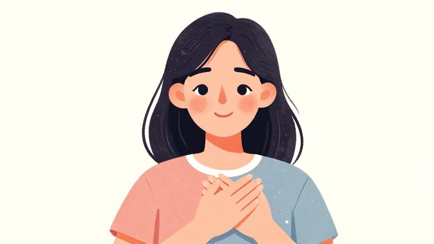 Illustration%20of%20a young woman smiling relieved with a hand on her chest, soft pastel colors