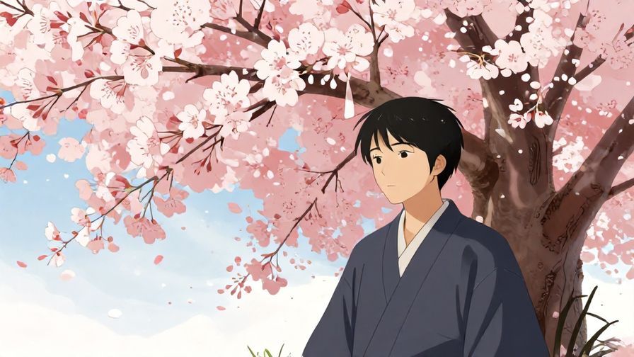 Illustration%20of%20a%20beautiful%20cherry%20blossom%20tree%20in%20full%20bloom%20with%20a%20calm%20samurai%20standing%20beneath%20it%2C%20serene%20expression%2C%20vibrant%20colors%2C%20illustrated%20style