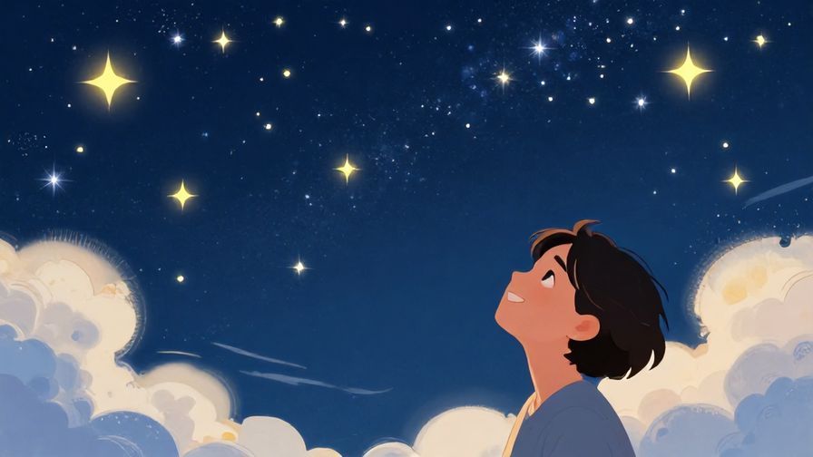 Illustration%20of%20a%20bright%20night%20sky%20filled%20with%20twinkling%20stars%2C%20a%20smiling%20person%20looking%20up%20with%20joy%2C%20and%20soft%20floating%20clouds%20around%20them.%20Detailed%20background%2C%20vibrant%20colors%2C%20illustrated%20style