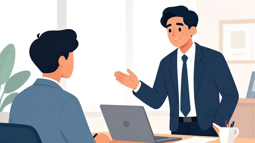 Illustration%20of%20a%20businessperson%20politely%20asking%20another%20person%20if%20they%20are%20ready%2C%20formal%20office%20setting%2C%20vibrant%20colors%2C%20illustrated%20style