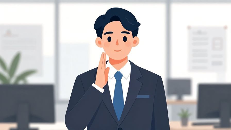 Illustration%20of%20a%20businessperson%20politely%20requesting%20silence%20with%20a%20gentle%2C%20confident%20expression%2C%20modern%20office%20background%2C%20illustrated%20style