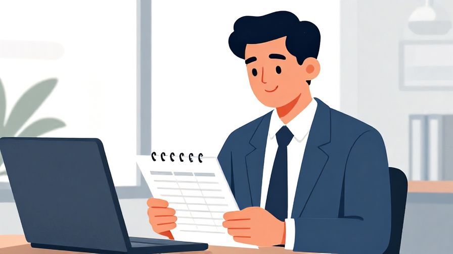 Illustration%20of%20a%20businessperson%20smiling%20politely%20while%20checking%20a%20schedule%20in%20a%20modern%20office%20setting%2C%20vibrant%20colors%2C%20illustrated%20style