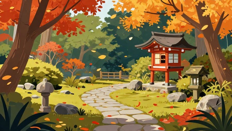 Illustration%20of%20a%20calm%20Japanese%20garden%20with%20falling%20leaves%2C%20a%20stone%20path%20leading%20to%20a%20small%20shrine%2C%20symbolizing%20unexpected%20peace%20and%20fortune%2C%20vibrant%20colors%2C%20illustrated%20style